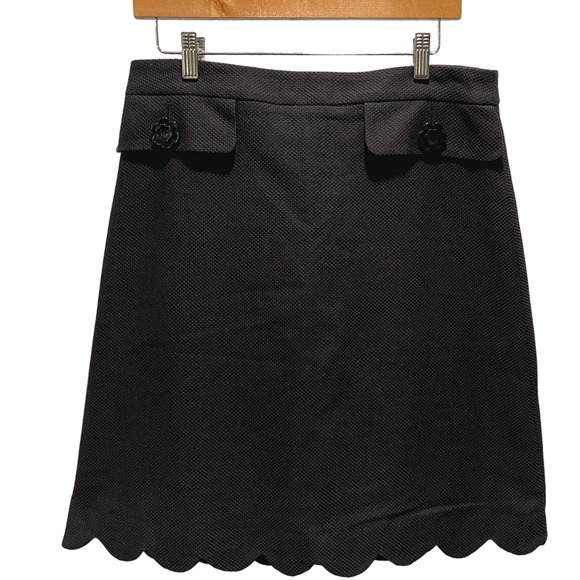 Maison Common‎ Black Textured A-Line Scalloped Hem Mini Skirt Size 38 US 8